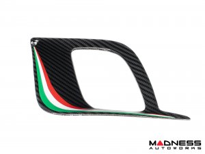 FIAT 500 Front Side Air Duct Diffuser Set - Carbon Fiber - Italian Racing Stripe w/ White Scorpion - NA Model